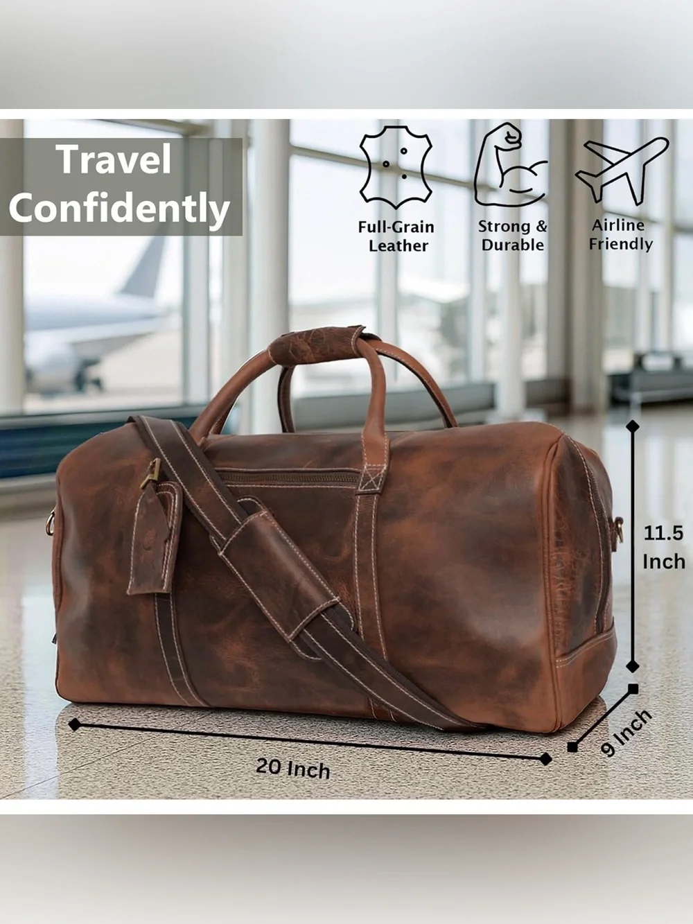 💼Rustic Town Full Grain Buffalo Leather Weekender Duffle Travel Bag🧳💼 - Picture 9 of 15